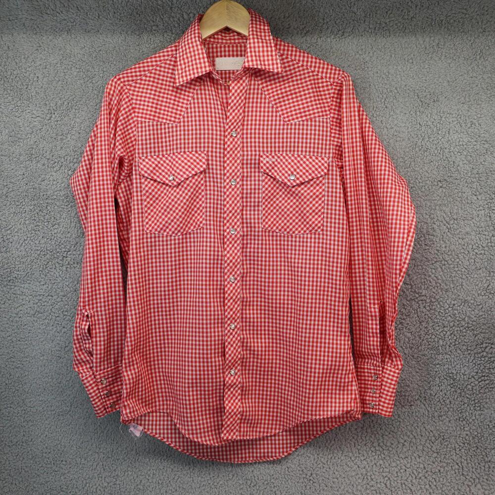 Jason Shirt Mens Small Red USA Made Pearl Snap LS Western